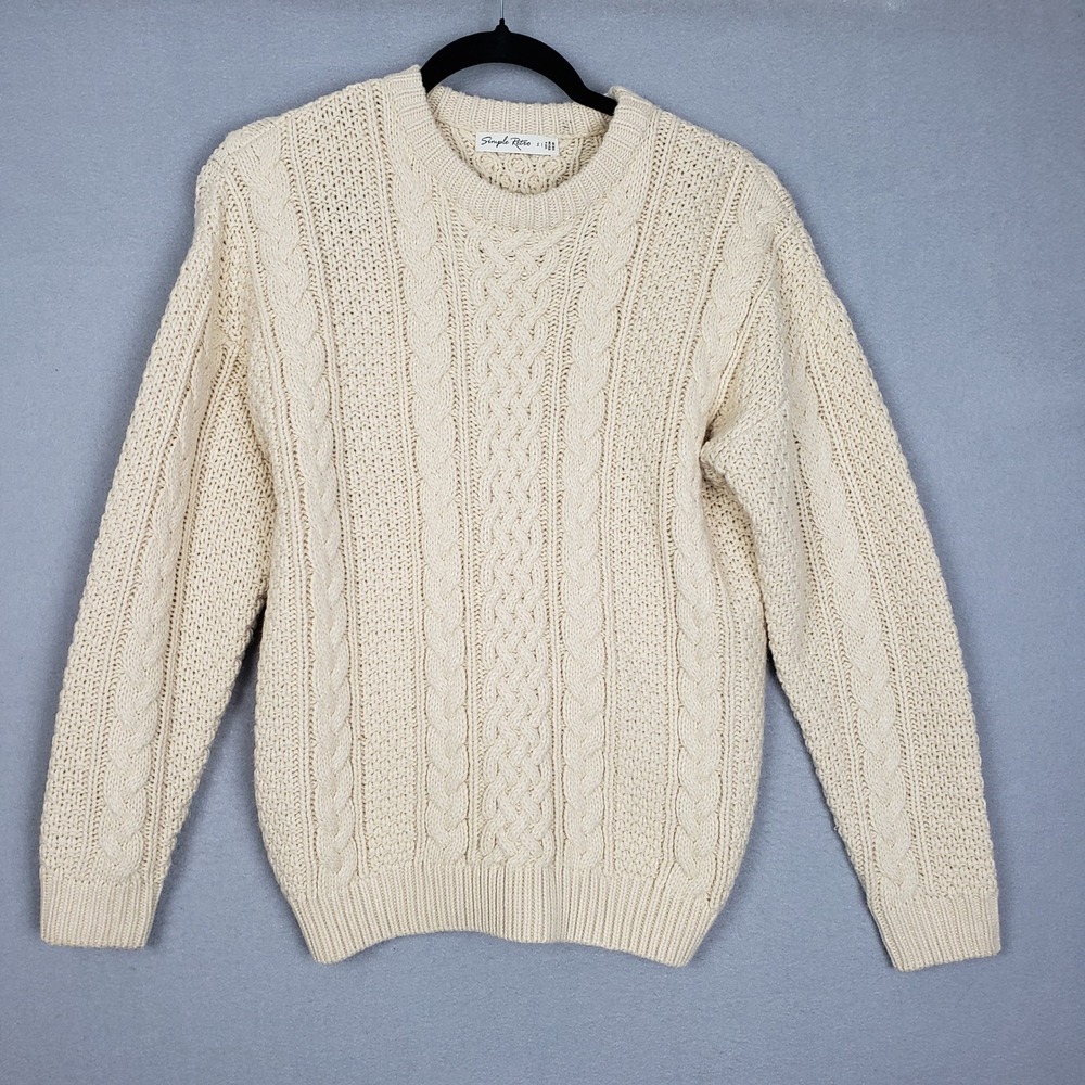 Cable Knit Crewneck Sweater - Cream